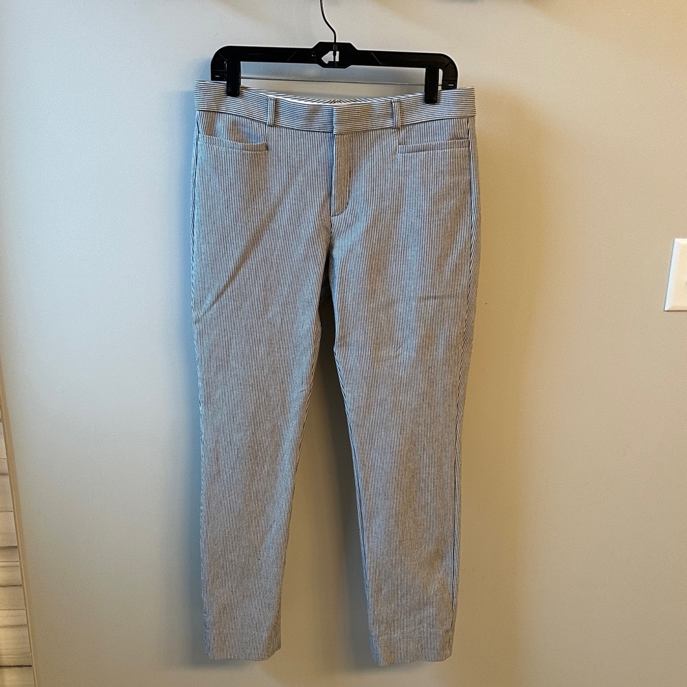 Banana Republic Women's Light Gray Striped Sloan Pants